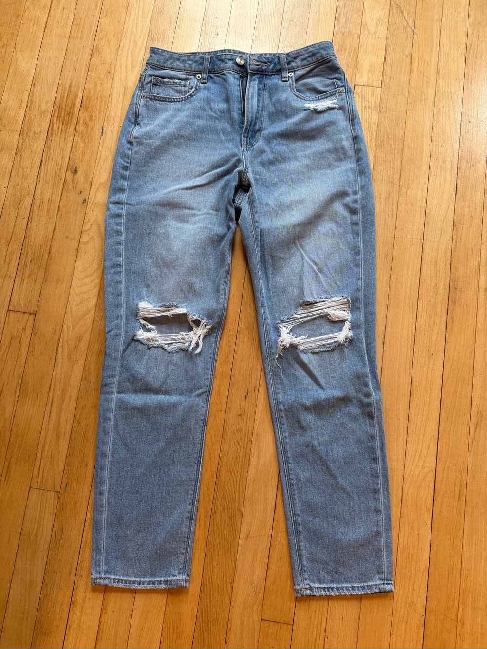 American Eagle Outfitters Light Blue Ripped High-Rise Jeans